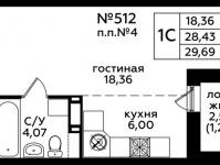 студия, 29.69 м2, 4 517 334 руб.